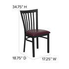 Flash Furniture HERCULES Series Black School House Back Metal Restaurant Chair - Burgundy Vinyl Seat-Curved Support Bar