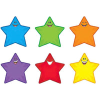 Trend Enterprises 6" Die cut Smiles Star Classic Accents, 108 Pack (T-10907)-The bulletin board accents are ideal for decorating toddlers to 4th grade classrooms