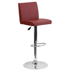 Flash Furniture Contemporary Burgundy Vinyl Adjustable Height Barstool with Panel Back & Chrome Base-Mid-Back Design