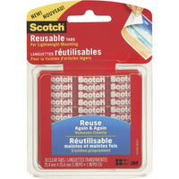 Scotch(R) Reusable Light Weight Mounting Tabs, Clear, 1" x 1", 18 Pack-Clear reusable tabs