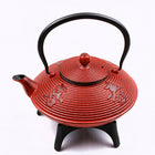 Tao Tea Leaf Large Cast Iron Tea Pot with Stand, Loose Leaf, 1.15L, Red-Handcrafted by professional artisans