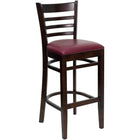 Flash Furniture HERCULES Series Ladder Back Walnut Wood Restaurant Barstool - Burgundy Vinyl Seat-800 lb. Weight Capacity