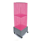 Azar Displays 40" x 14" x 14" Wheeled 4-Sided Interlocking Pegboard Floor Display, Pink (701415-PNK)-Sign holder strip is included