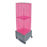 Azar Displays 40" x 14" x 14" Wheeled 4-Sided Interlocking Pegboard Floor Display, Pink (701415-PNK)-Sign holder strip is included