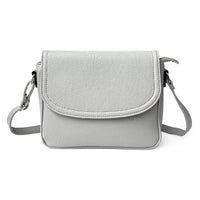 Nicci Medium Crossbody Bag with Front Flap - Light Grey-Crossbody Bag