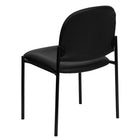 Flash Furniture Comfort Black Vinyl Stackable Steel Side Reception Chair-Black Vinyl Upholstery