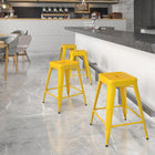Flash Furniture 24" High Backless Yellow Metal Indoor-Outdoor Counter Height Stool with Square Seat-Backless Design