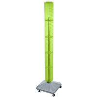Azar Displays 60" x 4" x 4" Standard Interlocking Pegboard Display Tower, Green (700226-GRE)-Revolves on a square wheeled base