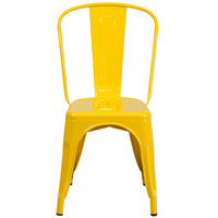 Flash Furniture – Chaise empilable d’intérieur et d’extérieur, métal, jaune fini poudré (CH31230YL)-Chaise empilable de style bistro