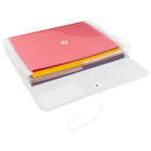 JAM Paper Plastic 2 Divider Envelopes, Button String Tie Closure, Letter Booklet, 10.5 x 11.75 x1.5, Clear, 12 Pack (JSF228)-Opening: booklet