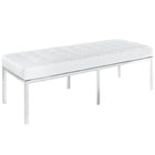 Nicer Furniture Florence Bench Two Seater - White-Stainless steel frame