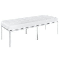 Nicer Furniture Florence Bench Two Seater - White-Stainless steel frame