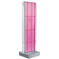 Azar Displays 2-Sided Pegboard Floor Display, C-Channel Sides, Studio Base, Pink (700778-PNK)-Pegboard display fixture