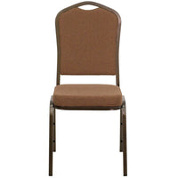 Flash Furniture HERCULES Series Crown Back Stacking Banquet Chair in Coffee Fabric - Gold Vein Frame-Multipurpose Banquet Chair