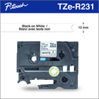 Brother Genuine TZER231 Decorative Satin Ribbon for P-touch Label Makers - 12 mm wide x 4 m long - Black on White-Perfect for adding your own personal, decorative touch to gift-wrapping, party favours, home décor, scrapbooking, craft projects and more