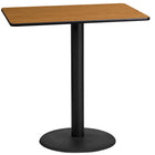 Flash Furniture 24'' x 42'' Rectangular Laminate Table Top, Natural with 24'' Round Bar-Height Table Base (XUNT2442TR24B)-Bar Height Hospitality Table