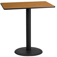 Flash Furniture 24'' x 42'' Rectangular Laminate Table Top, Natural with 24'' Round Bar-Height Table Base (XUNT2442TR24B)-Bar Height Hospitality Table