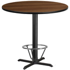 Flash Furniture Laminate 42" Round X-Base Table, Walnut (XURD42WAT33B4F)-Bar Height Hospitality Table