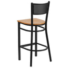 Flash Furniture HERCULES Series Black Grid Back Metal Restaurant Barstool - Natural Wood Seat-Natural Finished Wood Seat