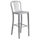 24'' Round Silver Metal Indoor-Outdoor Bar Table Set with 2 Vertical Slat Back Barstools [CH-51080BH-2-30VRT-SIL-GG]-4