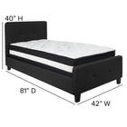 Flash Furniture Tribeca Twin Size Tufted Upholstered Platform Bed with Pocket Spring Mattress - Black Fabric-Black Fabric Upholstery