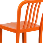 Flash Furniture 30" High Orange Metal Indoor-Outdoor Barstool with Vertical Slat Back-Galvanized Steel Construction