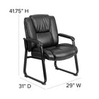 Flash Furniture HERCULES Series Big & Tall 500 lb. Rated Black Leather Tufted Executive Side Reception Chair with Sled Base-Waterfall Seat Reduces Leg Strain
