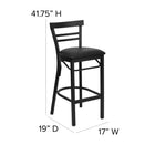 Flash Furniture HERCULES Series Black Two-Slat Ladder Back Metal Restaurant Barstool - Black Vinyl Seat-Two Curved Support Bars