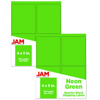 JAM Paper Mailing Address Labels, 4 x 5, Neon Green, 2 sets of 120 (354329156g)-Neon Green Labels