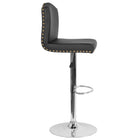 Flash Furniture Bellagio Contemporary Adjustable Height Barstool with Accent Nail Trim - Black LeatherSoft - 2 Pack-Black LeatherSoft Upholstery