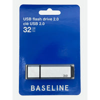 Baseline Metal 32 GB USB 2.0 Flash Drive-32GB storage capacity