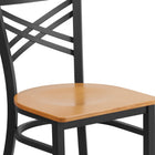 Flash Furniture HERCULES Series Black "X" Back Metal Restaurant Chair - Natural Wood Seat-.625'' Thick Plywood Seat