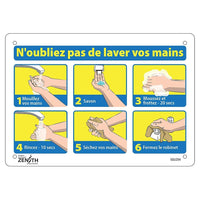 Zenith Pictogram Sign - N'oubliez pas de lavez vos mains - 7" x 10" - Plastic - 6 Pack-N'oubliez pas de lavez vos main