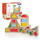 Guidecraft Jr. Rainbow Blocks (G3082)-An adventure in colour and light, one third smaller than unit block size, Jr. Rainbow blocks are a new challenge in creating structures and extending traditional block play