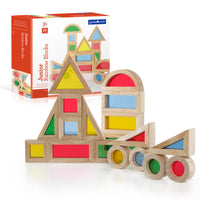 Guidecraft Jr. Rainbow Blocks (G3082)-An adventure in colour and light, one third smaller than unit block size, Jr. Rainbow blocks are a new challenge in creating structures and extending traditional block play