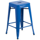 Flash Furniture 24" High Backless Blue Metal Indoor-Outdoor Counter Height Stool with Square Seat-Stackable Industrial Style Modern Stool