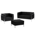 Flash Furniture  Hercules Imagination Series Leather Loveseat, Chair and Ottoman Set, Black (ZBIMAGSET11)-Reception Grouping - Set