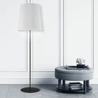 Dainolite Transitional Floor Lamp - 1 Light - Black with White Drum Shade-Metal