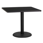 Flash Furniture 36'' Square Laminate Table Top, Black with 24'' Round Table-Height Base (XUBK3636TR24)-Hospitality Table