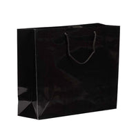 Jam Paper Gift Bags with Rope Handles - Large Horizontal - 13" x 10" x 5" - Black Glossy - 100 Pack-Color: Black