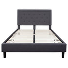 Flash Furniture Roxbury Queen Size Tufted Upholstered Platform Bed - Dark Grey Fabric-Platform Bed