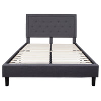Flash Furniture Roxbury Queen Size Tufted Upholstered Platform Bed - Dark Grey Fabric-Platform Bed