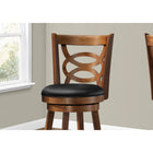 Monarch Specialties 1251 Barstool - Swivel/Dark Oak Bar Height - 2 Pack-Plush black leather-look 360 degrees swivel seat
