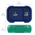 Bentgo Kids Snack Leak-Proof Container - Green/Navy-Dimensions: 6.1"D x 4.2"W x 2"H, Large Compartment: 1 cup, Small Compartment: 1/2 cup