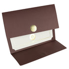 St. James Document/Certificate Holders - Gold Award Seal with Single Gold Ribbon - Brown - 5 Pack-Easy to insert any letter size (8-1/2" x 11") documents into the die-cut corner slots