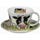 Roy Kirkham Breakfast Cup/Saucer, Please Shut The Gate, Set of 2-Please Shut The Gate Set of Two "Laura" Breakfast Cups & Saucers in Fine Bone China.