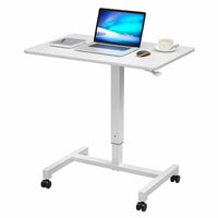 FitDesk Adjustable Mobile Standing Desk - White-Sit Stand Adjustable Mobile Desk