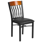 Flash Furniture Eclipse Series Vertical Back Black Metal & Cherry Wood Restaurant Chair with Black Vinyl Seat-500 lb. Weight Capacity