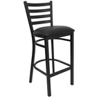 Flash Furniture 36'' Round Walnut Laminate Table Set with Round Base and 4 Ladder Back Metal Bar Stools, Black Vinyl Seat-Dimensions: 42''H x 36''W x 36''D