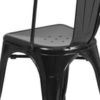 Flash Furniture Black Metal Indoor-Outdoor Stackable Chair-Drain Holes in Seat